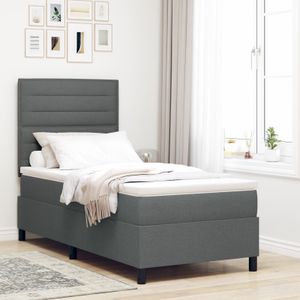vidaXL Boxspringbett mit Matratze Dunkelgrau 100x200 cm Stoff