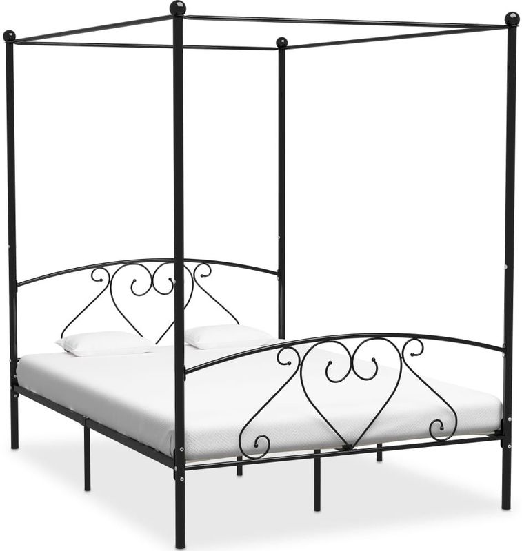 vidaXL Himmelbett-Gestell Schwarz Metall 160 x 200 cm