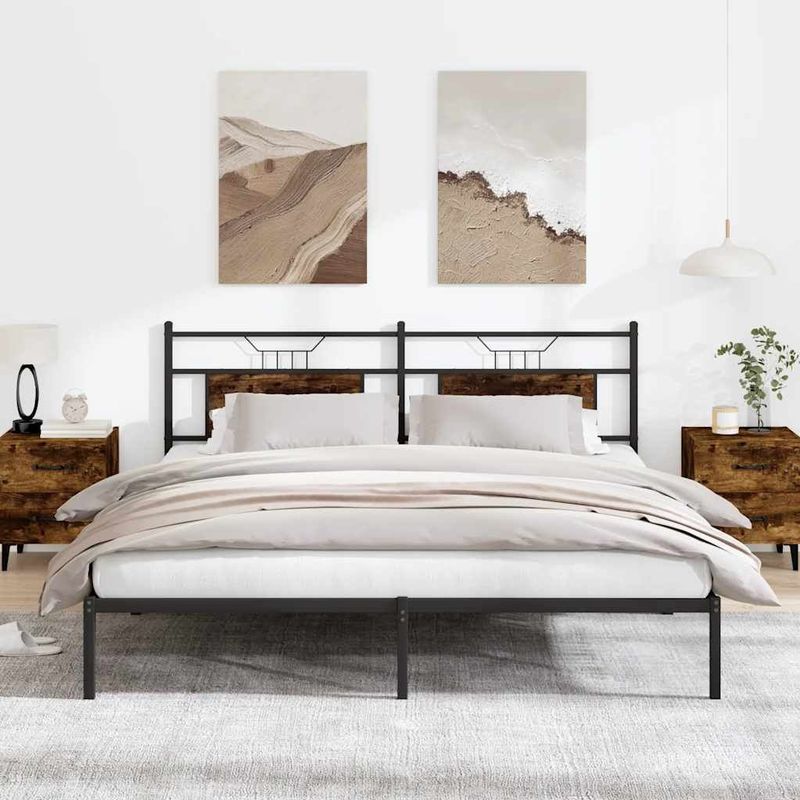 vidaXL Bettgestell ohne Matratze Räuchereiche 160x200 cm Holzwerkstoff