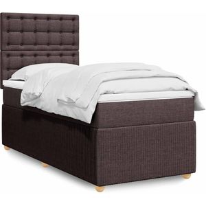 vidaXL Boxspringbett mit Matratze Dunkelbraun 100x200 cm Stoff