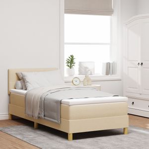 vidaXL Boxspringbett mit Matratze Creme 80x200 cm Stoff