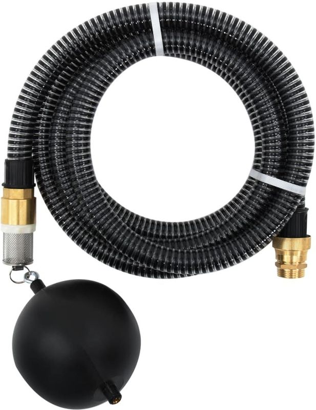 vidaXL Saugschlauch mit Messing-Anschlüssen Schwarz 1,1"" 25 m PVC