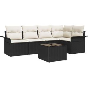vidaXL 5-teiliges Garten-Sofa-Set mit Kissen Braun Poly Rattan