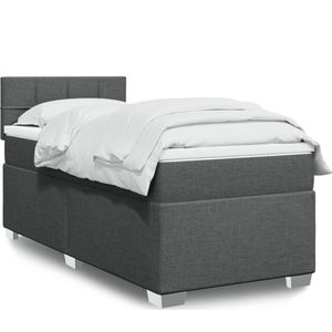 vidaXL Boxspringbett mit Matratze Dunkelgrau 80x200 cm Stoff