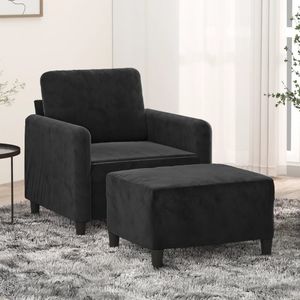 vidaXL Sessel mit Hocker Schwarz 60 cm Samt