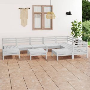 vidaXL 10-tlg. Garten-Lounge-Set Massivholz Kiefer Weiß