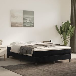 vidaXL Boxspringbett mit Matratze Schwarz 140x200 cm Samt