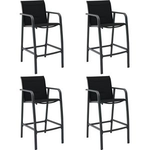 vidaXL Garten-Barstühle 4 Stk. Schwarz Textilene