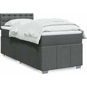 vidaXL Boxspringbett mit Matratze Dunkelgrau 90x200 cm Stoff