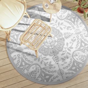vidaXL Outdoor-Teppich ARAKIL Hellgrau Ø160 cm PP