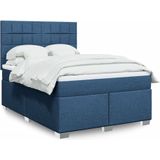 vidaXL Boxspringbett mit Matratze Blau 140x190 cm Stoff