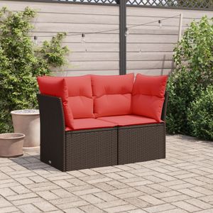 vidaXL Gartensofa mit Kissen 2-Sitzer Braun Poly Rattan