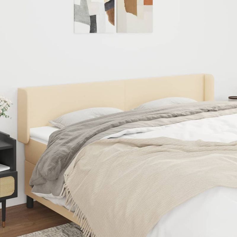 vidaXL Kopfteil mit Ohren Creme 163x16x78/88 cm Stoff