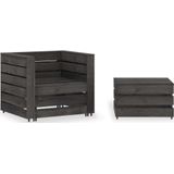 vidaXL 2-tlg. Garten-Paletten-Lounge-Set Kiefernholz Grau Imprägniert