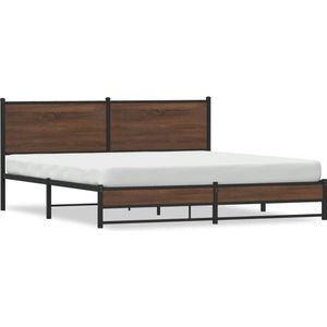 vidaXL Metallbett ohne Matratze Braun Eichen-Optik 160x200 cm