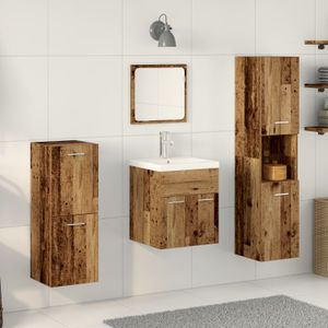 vidaXL 5-teiliges Badezimmermöbel Set Altholz