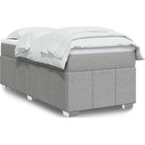 vidaXL Boxspringbett mit Matratze Hellgrau 90x200 cm Stoff