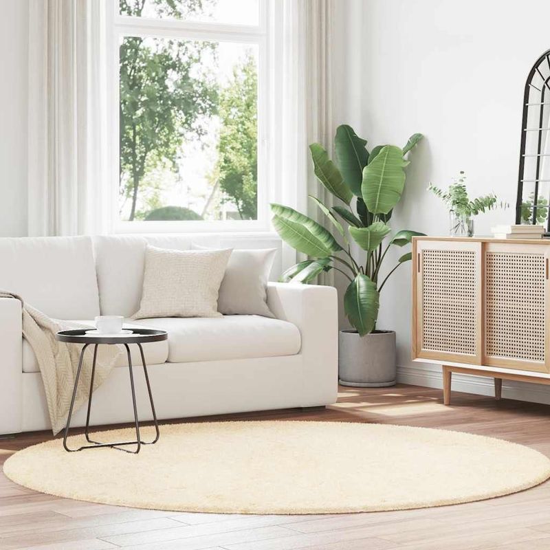 vidaXL Teppich Shaggy Hochflor NAVARRA Creme 200x200 cm Polyester