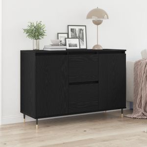 vidaXL Sideboard mit Türen & Schubladen Schwarz Eiche 101,5x35x70 cm