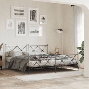 vidaXL Bettgestell mit Kopf- und Fußteil Metall Schwarz 183x213 cm