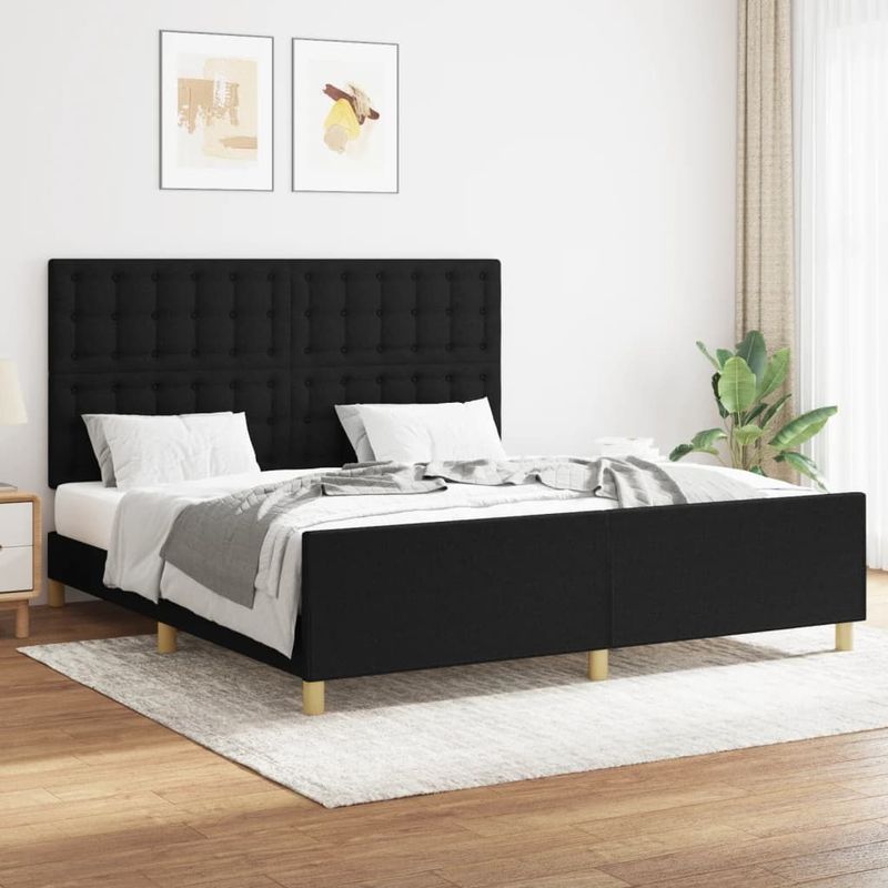 vidaXL Bettgestell ohne Matratze Schwarz 160x200 cm Stoff