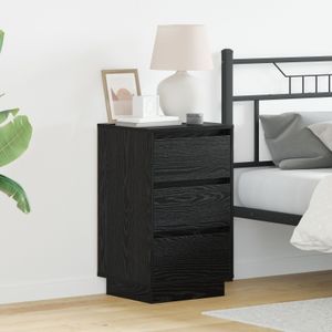 vidaXL Nachttisch mit LED Schwarze Eiche 39x34,5x65 cm Holzwerkstoff
