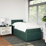 vidaXL Boxspringbett mit Matratze Dunkelgrün 80x200 cm Samt