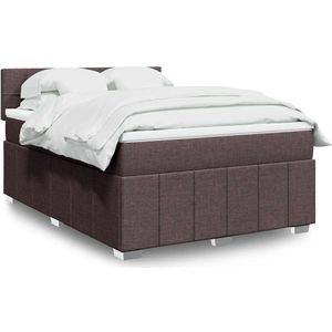 vidaXL Boxspringbett mit Matratze Dunkelbraun 140x200 cm Stoff