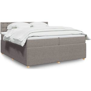 vidaXL Boxspringbett mit Matratze Taupe 200x200 cm Stoff