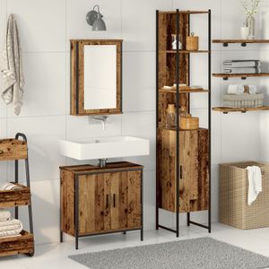 vidaXL 3-teiliges Badezimmermöbel-Set Altholz