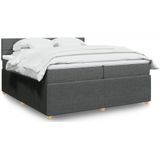 vidaXL Boxspringbett mit Matratze Dunkelgrau 200x200 cm Stoff