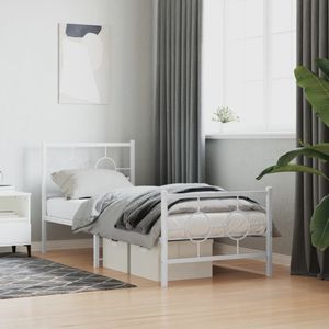 vidaXL Bettgestell mit Kopf- und Fußteil Metall Weiß 80x200 cm