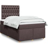 vidaXL Boxspringbett mit Matratze Dunkelbraun 120x200 cm Stoff
