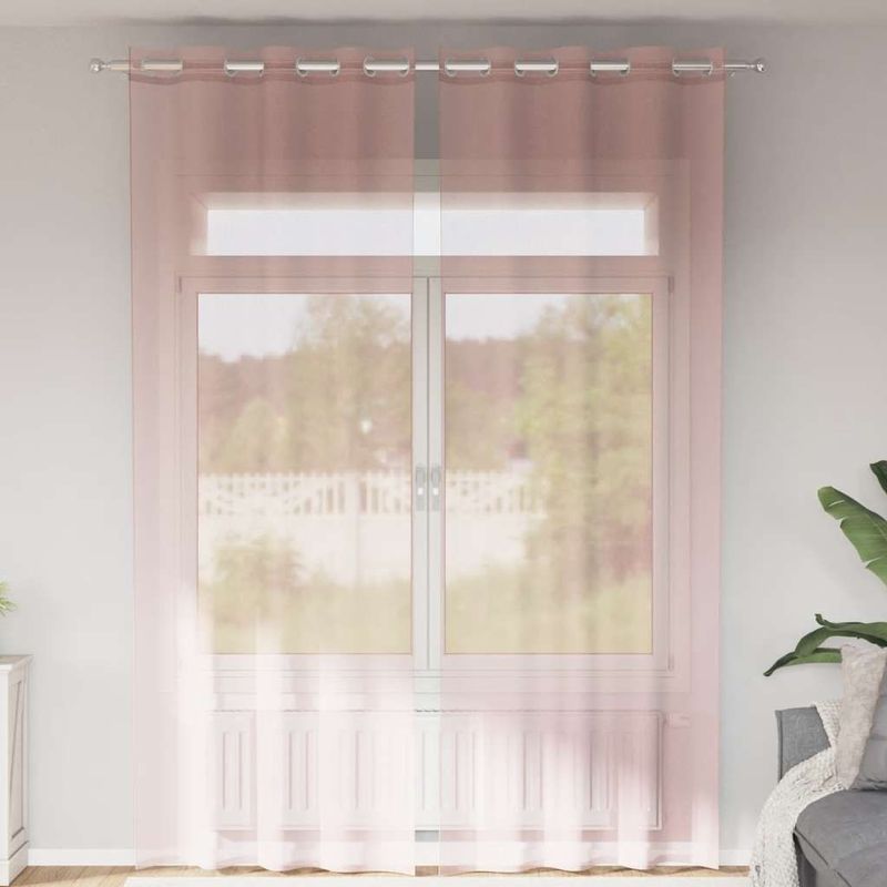 vidaXL Voile Vorhänge mit Ösen 2 Stk. Hellrosa 140x300 cm