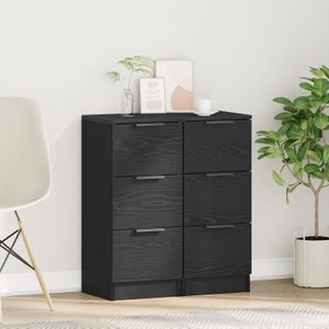 vidaXL Sideboards 2 Stk. Schwarz Eiche 30x30x70 cm Holzwerkstoff