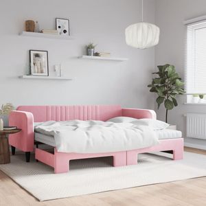 vidaXL Tagesbett Ausziehbar mit Matratzen Rosa 90x200 cm Samt