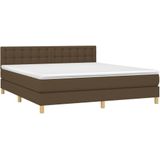 vidaXL Boxspringbett mit Matratze Dunkelbraun 160x200 cm Stoff