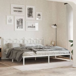 vidaXL Bettgestell mit Kopfteil Metall Weiß 193x203 cm