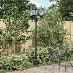 vidaXL Gartenlichtmasten 3-Lampe E27 Grün 220 cm Aluminium