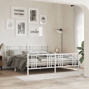 vidaXL Bettgestell mit Kopf- und Fußteil Metall Weiß 183x213 cm