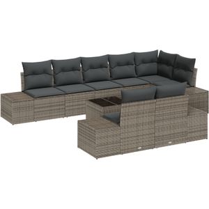 vidaXL 8-teiliges Garten-Sofa-Set mit Kissen Schwarz Poly-Rattan