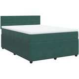 vidaXL Boxspringbett mit Matratze Dunkelgrün 140x190 cm Samt