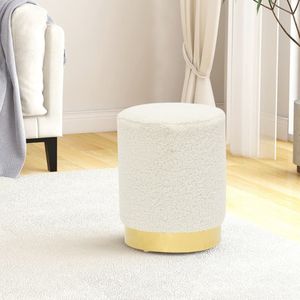 vidaXL Runder Hocker Weiß Vlies