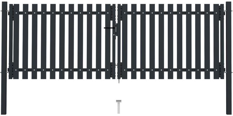 vidaXL Doppelflügel Zauntor Stahl 306x175 cm Anthrazit