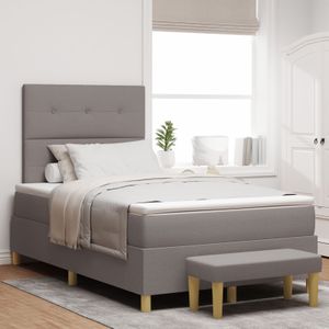 vidaXL Boxspringbett mit Matratze & Bank Taupe 120x200 cm Stoff
