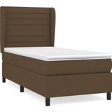 vidaXL Boxspringbett mit Matratze Dunkelbraun 100x200 cm Stoff