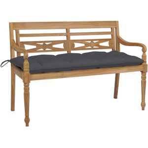 vidaXL Batavia-Gartenbank mit Anthrazit Kissen 120 cm Teak Massivholz