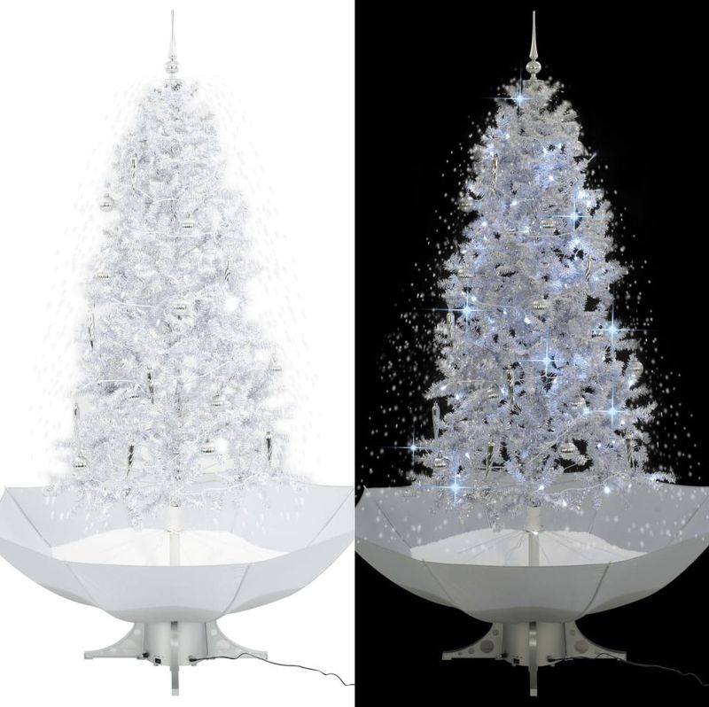 vidaXL Schneiender Weihnachtsbaum mit Schirmfuß Weiß 190 cm