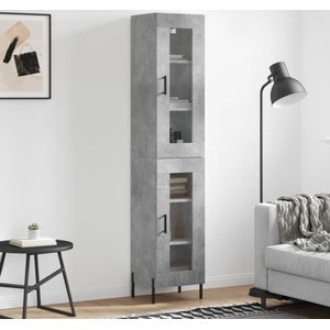 vidaXL Highboard Betongrau 34,5x34x180 cm Holzwerkstoff