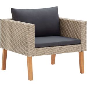 vidaXL 1-Sitzer-Gartensofa mit Auflagen Poly Rattan Beige